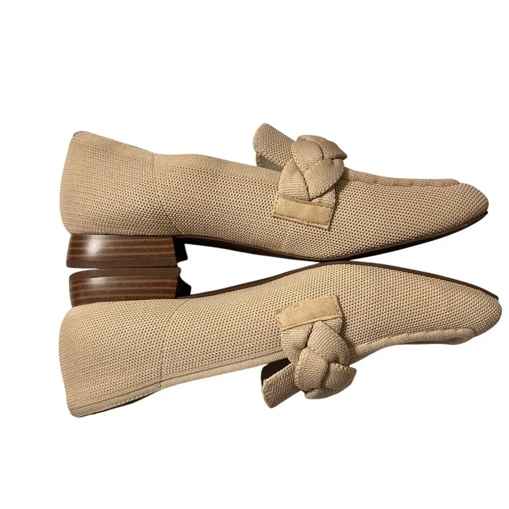 Vivaia Square-Toe Knot Loafers Caitlin 2.0 Almond Sz 41.5 Minimalist Careerwear